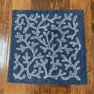 Coastal Coral Embellished Decorative Pillow Cover